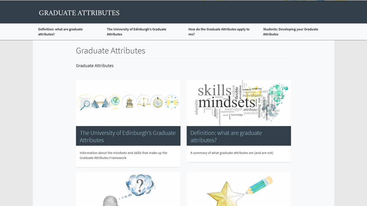 A screenshot of the landing page for Graduate Attribute site.