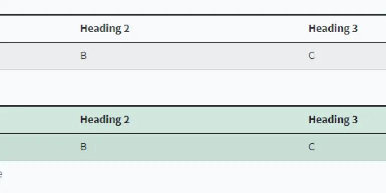 Screenshot showing Striped and Success style tables. 