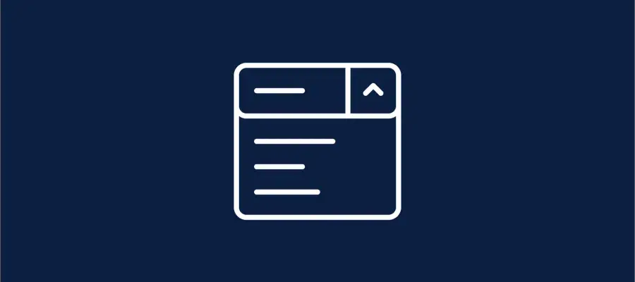 A white graphic of a dropdown meny on a navy background.