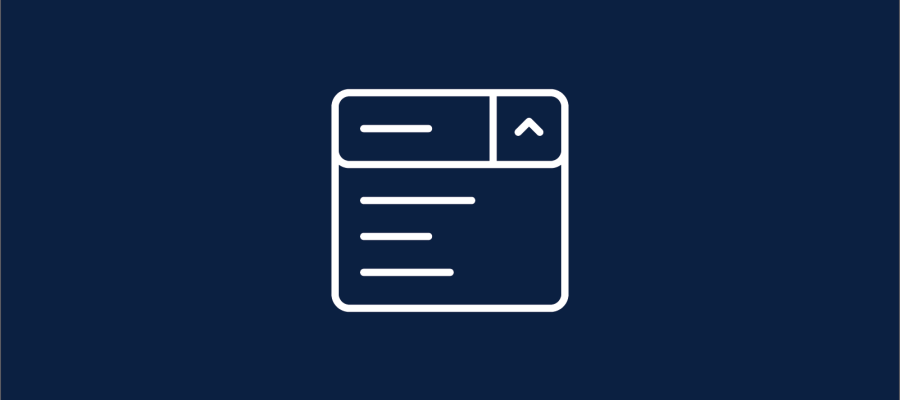 A white graphic of a dropdown meny on a navy background.