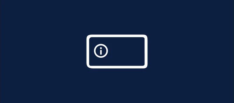 Navy background with a white graphic of the outline of a rectangle with a white letter lowercase 'i' inside.