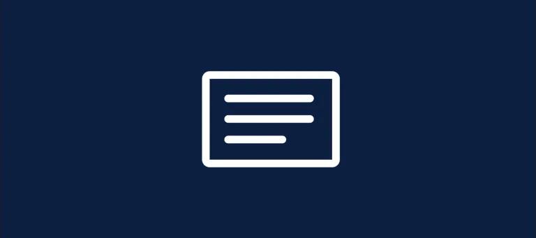 Navy background with a white rectangle with 3 lines inside.