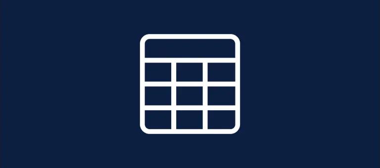 Navy background with a white graphic of an outline of a 3x3 table.