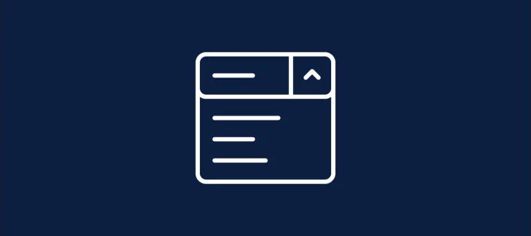 A white graphic of a dropdown meny on a navy background.