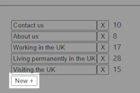Megamenu controls with New button highlighted